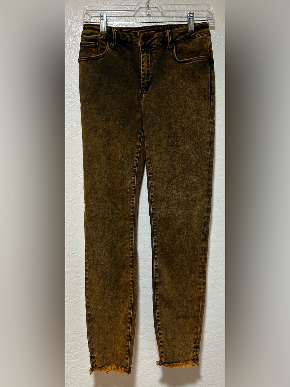 AllSaints Yellow-Brown Acid-Wash Miller Skinny Jeans